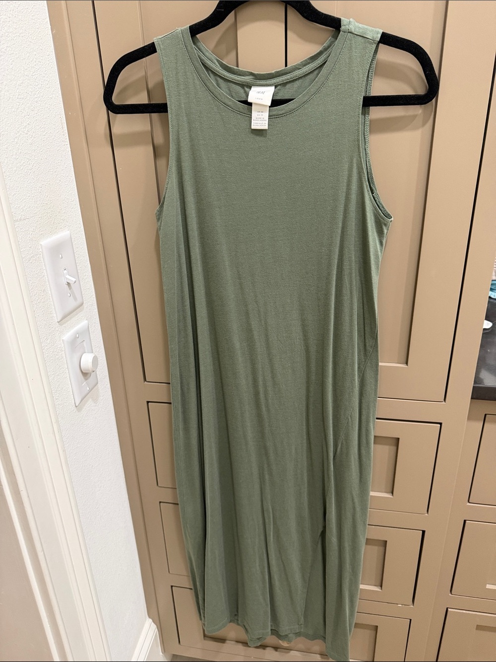H&M Olive Sleeveless Midi Tank Dress